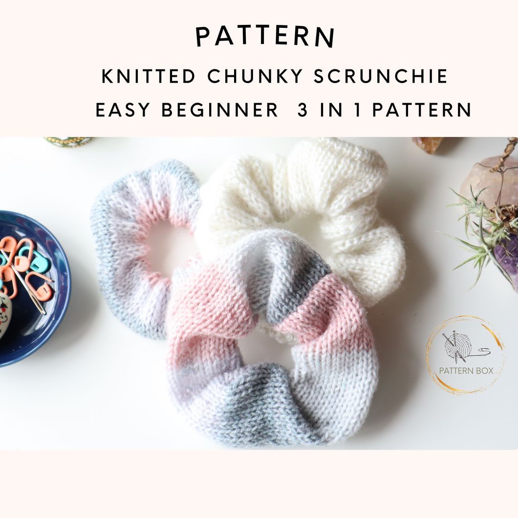 knitted scrunchie - 3 in 1 pattern