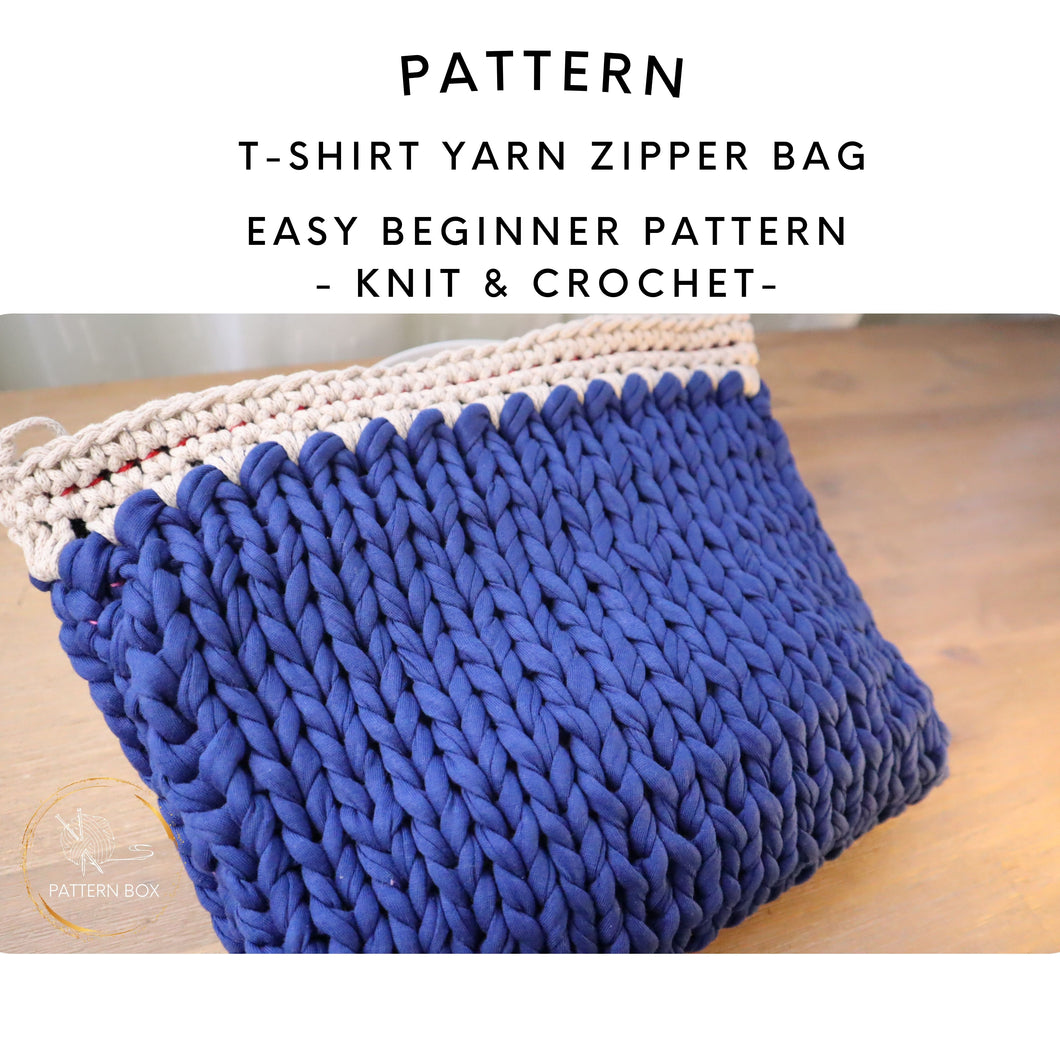 T-shirt yarn zip up handbag