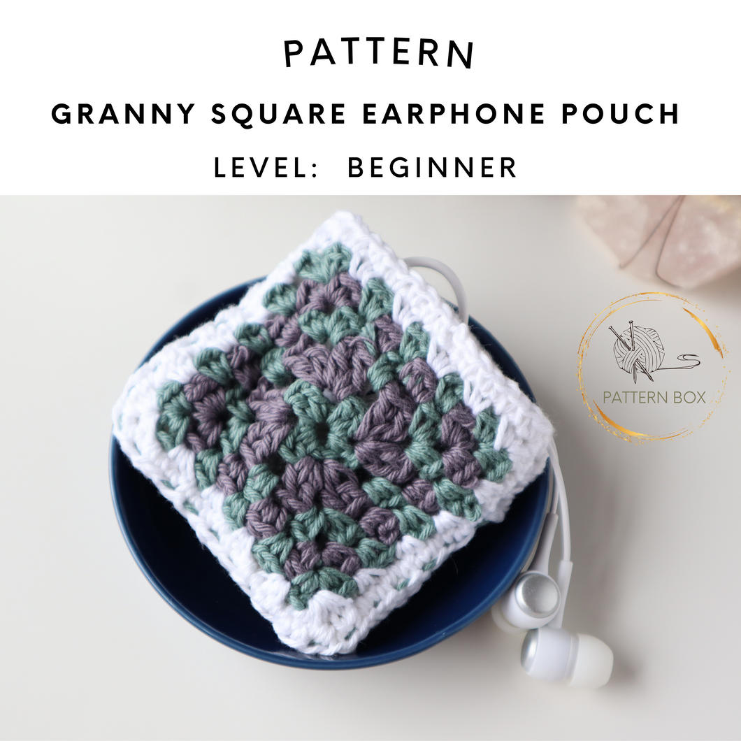 Granny square earphone pouch