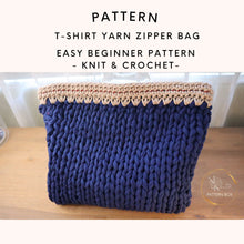 Load image into Gallery viewer, T-shirt yarn zip up handbag

